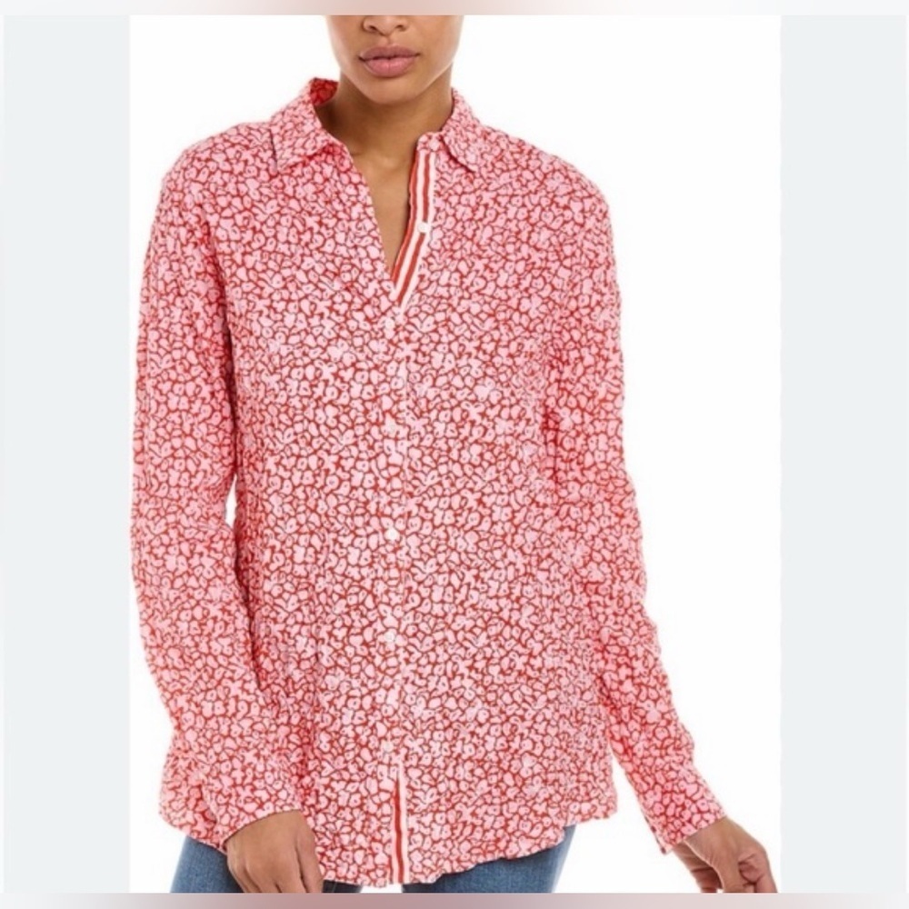 J McLaughlin Lois Button Up Top Stretch Crinkle M
